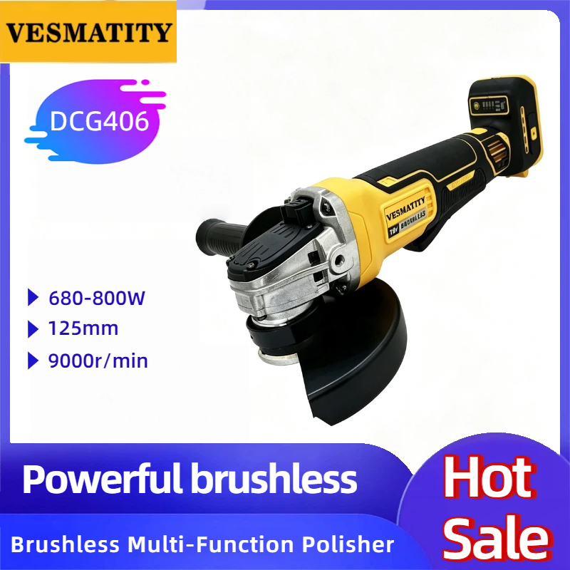 Brushless Angle Grinder Battery Powered - Vesmatity DCG406 Brushless Angle Grinder 125mm