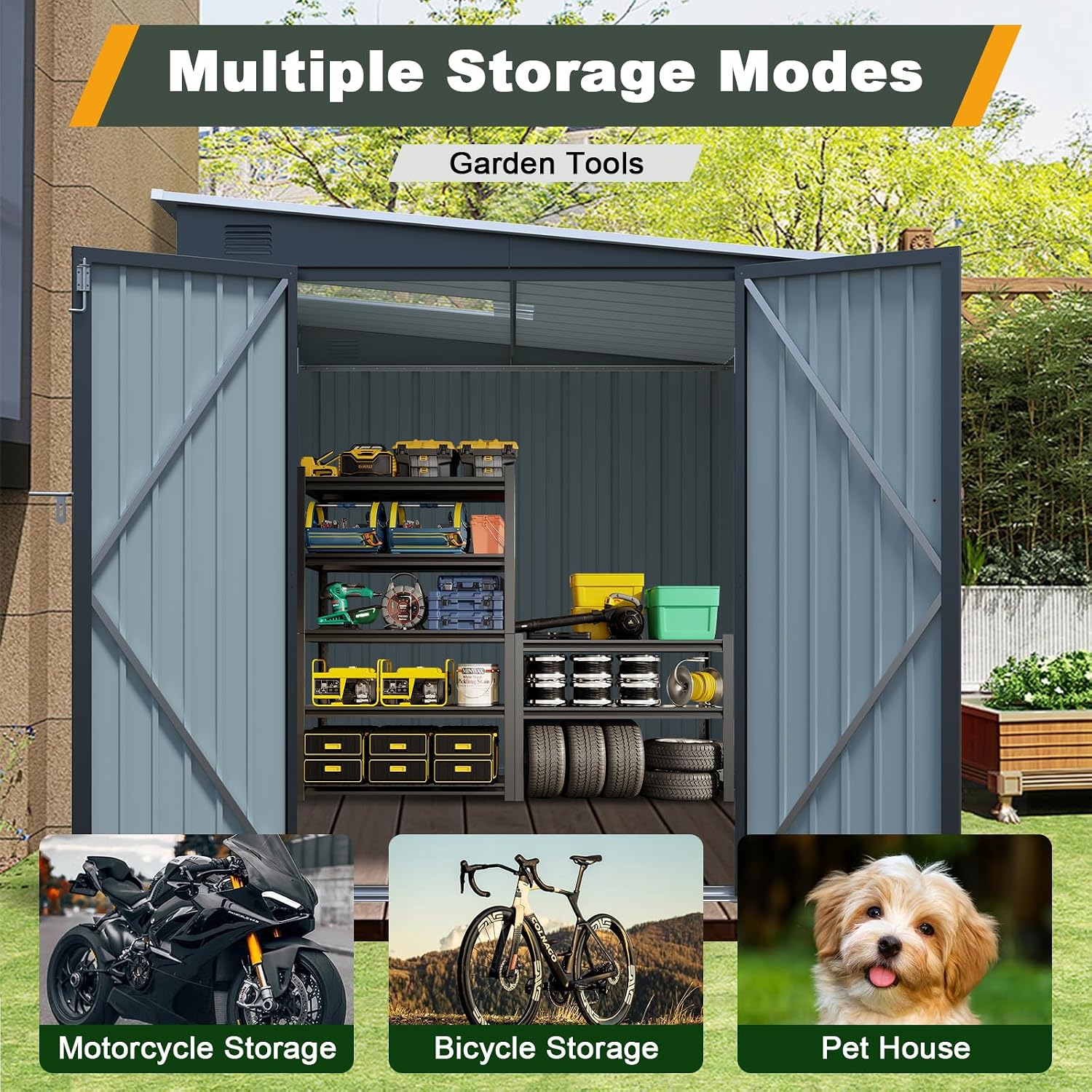 6x8 FT Metal Lean to Shed Lock - Garden Tools 评论和价格