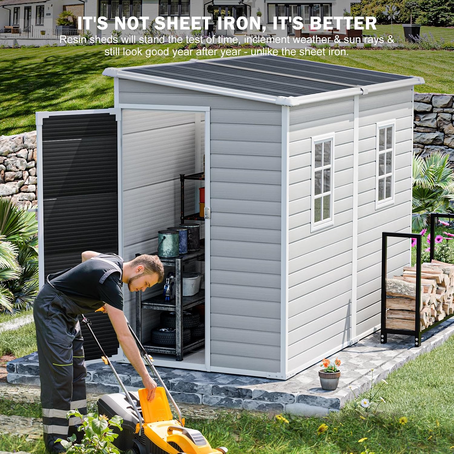 4x8 FT Resin Outdoor Storage S - Garden Tools 评论和价格