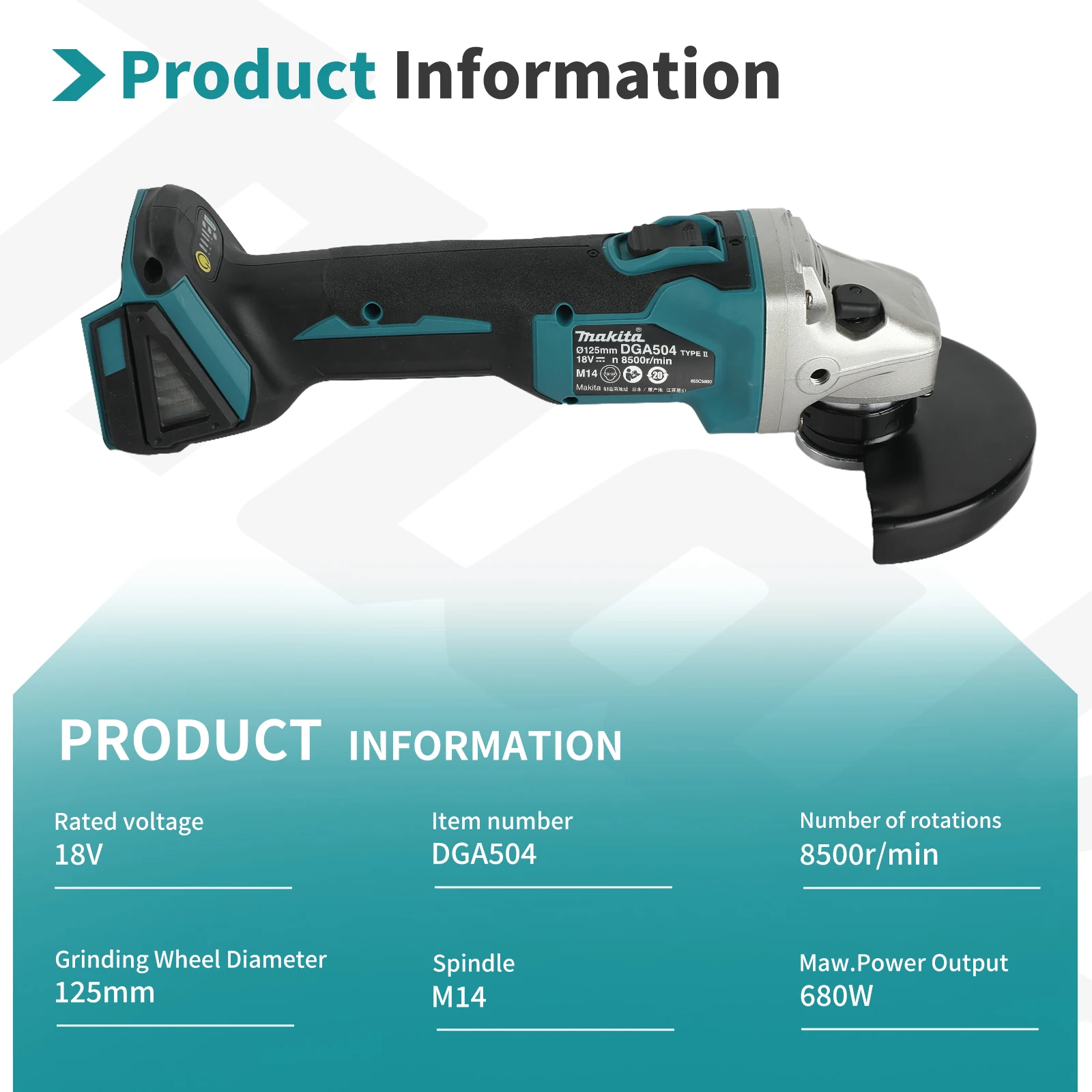 Makita DGA504 125mm Brushless  - Brushless Angle Grinder Battery Powered 评论和价格