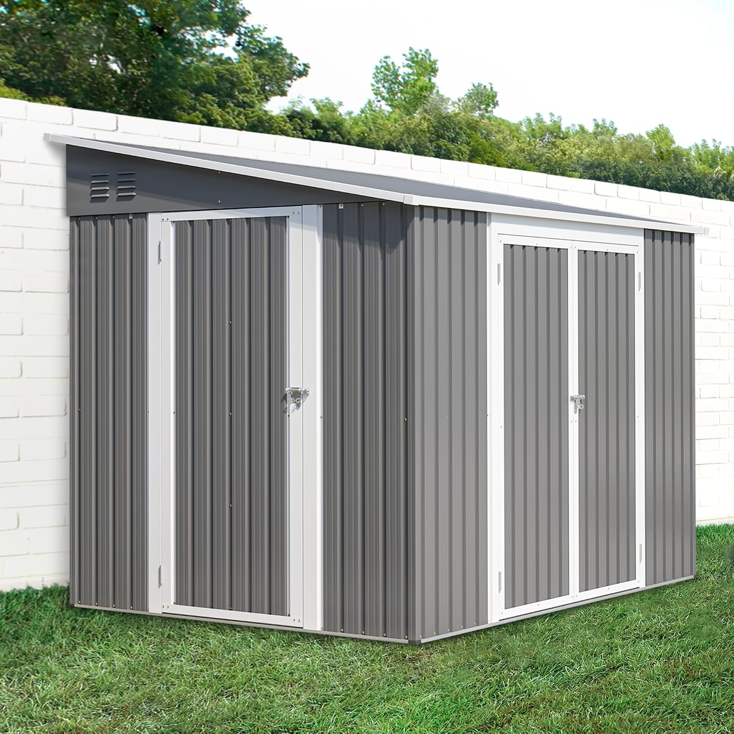 6x8FT Lean to Metal Outdoor St - Garden Tools 评论和价格