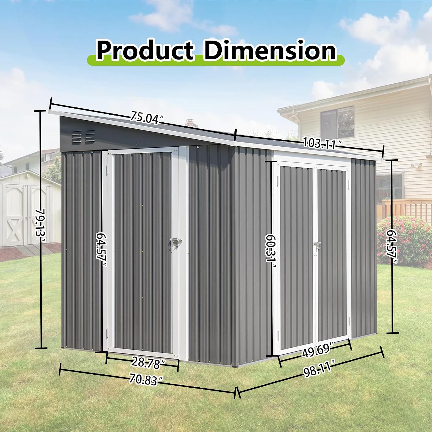 6x8FT Lean to Metal Outdoor St - Garden Tools 评论和价格